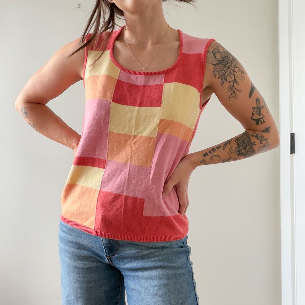 Vintage White Stag Color Block Tank Size Small